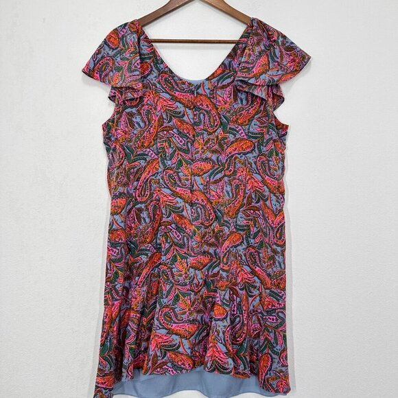 J. Crew Size 14 Pink 100% Silk Flutter Sleeve Mini Dress Wedding Guest - Picture 3 of 6